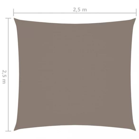 tópszínű négyzet alakú oxford-szövet napvitorla 2,5 x 2,5 m