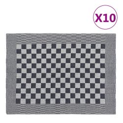 10 db fekete-fehér pamut konyhai törölköző 50 x 70 cm