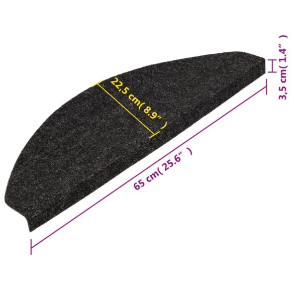 15 db antracitszürke öntapadó lépcsőszőnyeg 65x22,5x3,5 cm