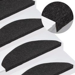 15 db fekete öntapadó lépcsőszőnyeg 65x22,5x3,5 cm
