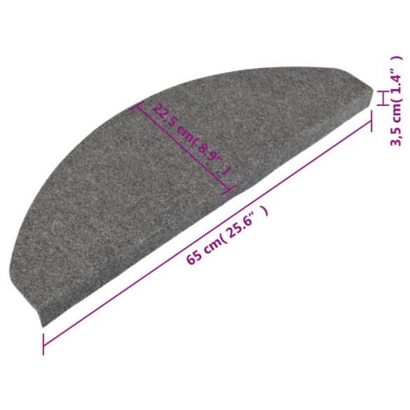 15 db szürke öntapadó lépcsőszőnyeg 65x22,5x3,5 cm