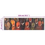 mosható kanál- és fűszermintás bársony konyhaszőnyeg 45x150 cm