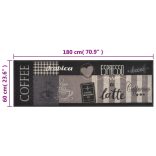 fekete feliratos mosható bársony konyhaszőnyeg 60 x 180 cm