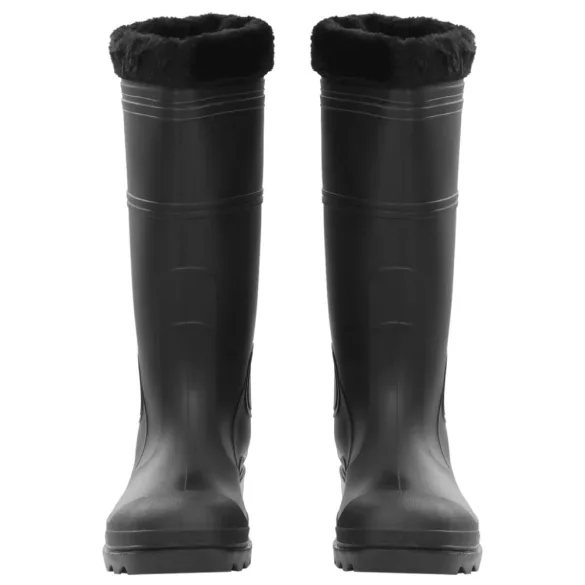 fekete PVC 45-ös esőcsizma kivehető zoknival