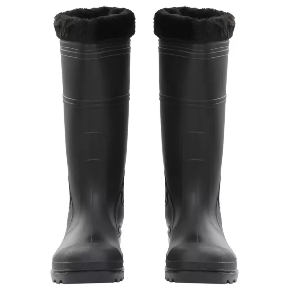 fekete PVC 46-os esőcsizma kivehető zoknival