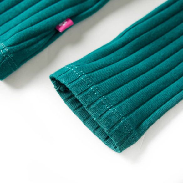 Sötétzöld hosszú ujjú bordázott gyerekpóló 116