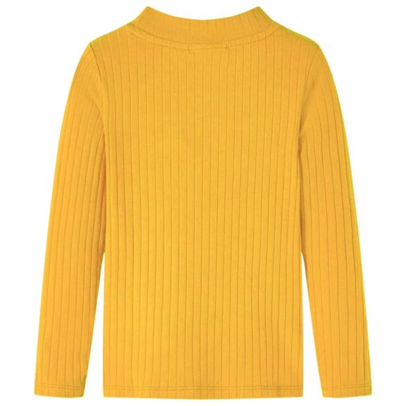 Sötét okker hosszú ujjú bordázott gyerekpóló 92