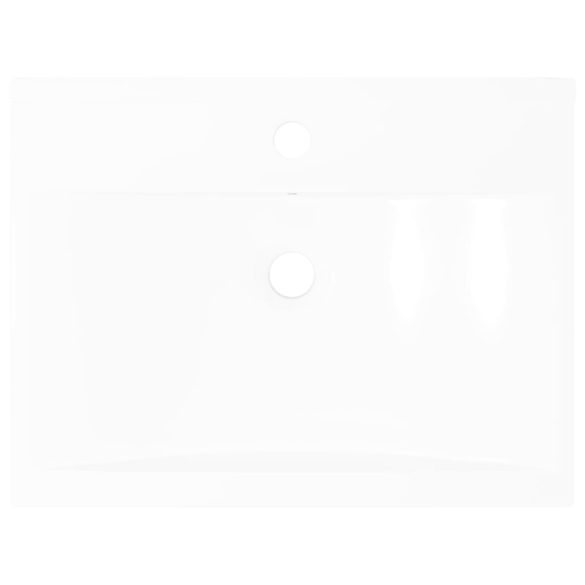 Négyszögletes fehér luxus kerámia mosdókagyló lyukkal csaphoz 60x46 cm