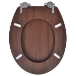 lassan csukódó egyszerű tervezésű barna MDF WC-ülőke