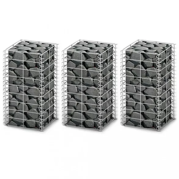 3 db gabion kosár horganyzott drótból 25 x 25 x 50 cm