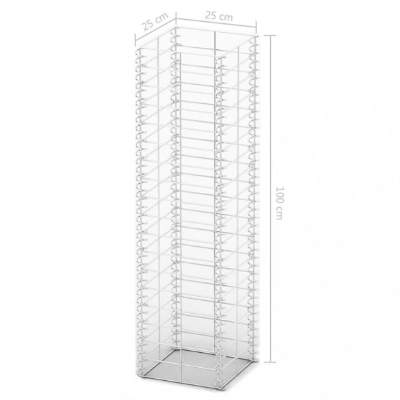 3 db gabion kosár horganyzott drótból 25 x 25 x 100 cm