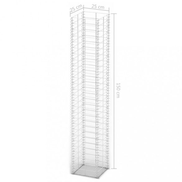 3 db gabion kosár horganyzott drótból 25 x 25 x 150 cm