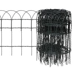   kerti porszórt bevonatú vas szegélyező kerítés 10 x 0,4 m
