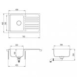 Gránit konyhai szűrőkosaras egymedencés fordítható mosogató szürke