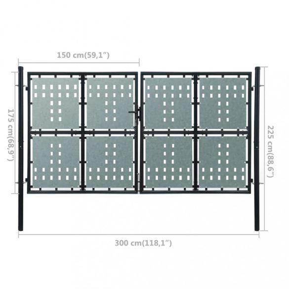 fekete, egyszárnyú kerítéskapu 300 x 175 cm