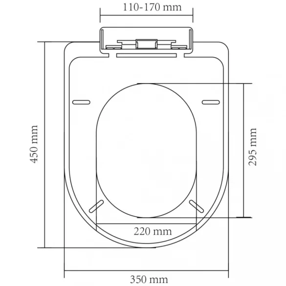 fehér négyzetes WC-ülőke lassan csukódó fedéllel
