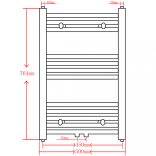 Szürke fürdőszobai egyenes törölközőtartó központi fűtéssel 500x764 mm