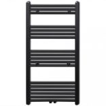 Fekete fürdőszobai egyenes törölközőtartó központi fűtéssel 600x1160mm