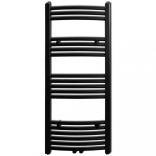 Fekete fürdőszobai íves törölközőtartó központi fűtéssel 500x1160 mm