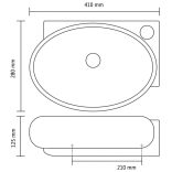 Kerek kerámia fürdőszoba mosdókagyló csaptelep és túlfolyó fekete