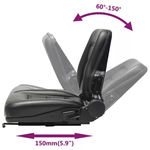 targonca és traktorülés felfüggesztéssel, állítható háttámlával