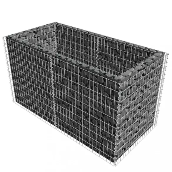 ezüstszínű acél gabion magaságyás 180 x 90 x 100 cm