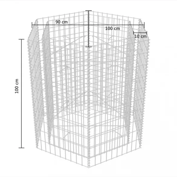 hatszögletű gabion magaságyás 100 x 90 x 100 cm