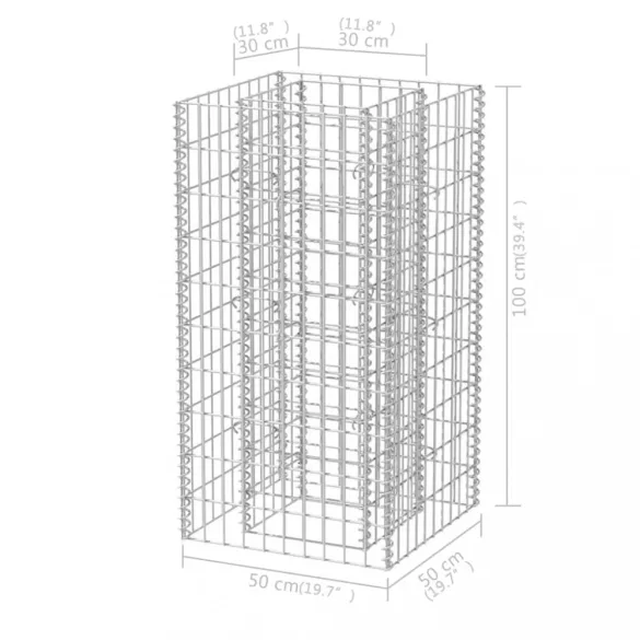 acél gabion magaságyás 50 x 50 x 100 cm