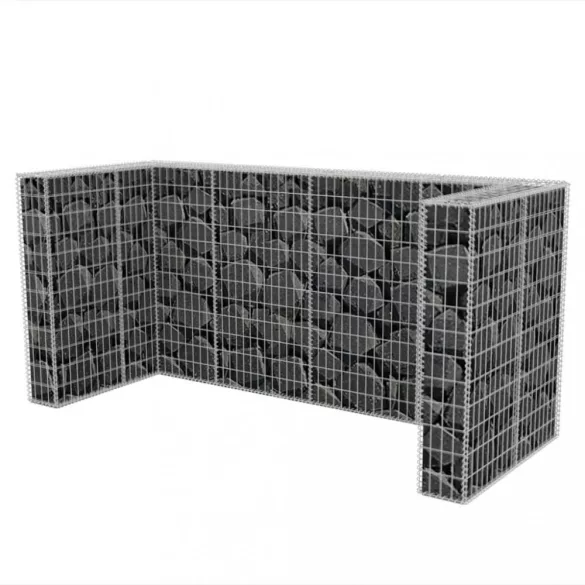 acél gabion 3 db gurulós kukához 250 x 100 x 120 cm