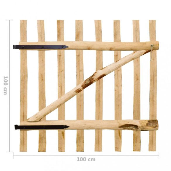 egyajtós mogyorófa deszka-kerítéskapu 100 x 100 cm