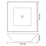 négyzet alakú, fekete kerámia mosdó 41,5 x 41,5 x 12 cm