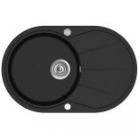 gránit konyhai mosogató egymedencés ovális fekete