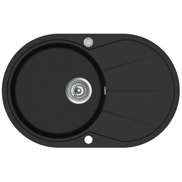 gránit konyhai mosogató egymedencés ovális fekete