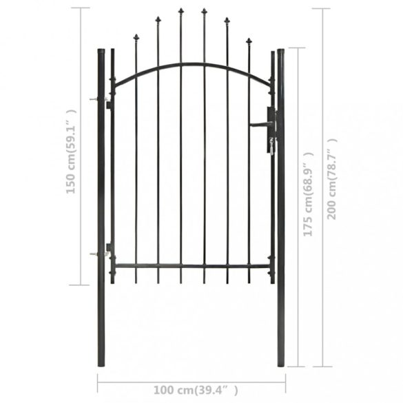 fekete acél kertkapu Woerden 1x1,5 m