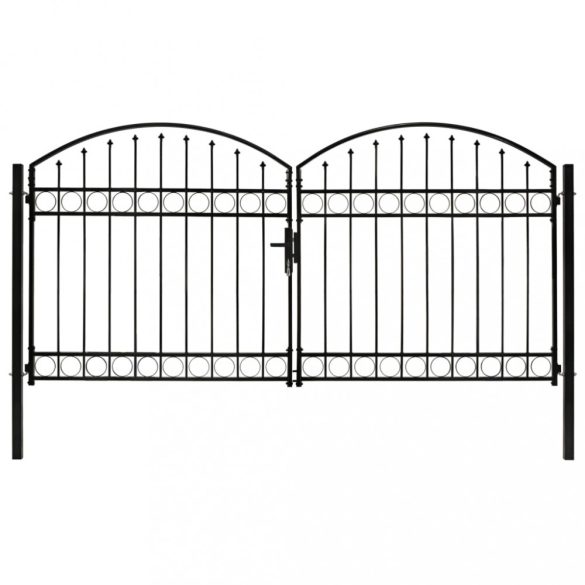 ASSEN kétszárnyú acél kerítéskapu íves tetejű 300 x 125 cm