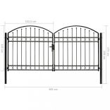 ASSEN kétszárnyú acél kerítéskapu íves tetejű 300 x 125 cm