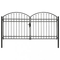   ASSEN kétszárnyú acél kerítéskapu íves tetejű 300 x 150 cm