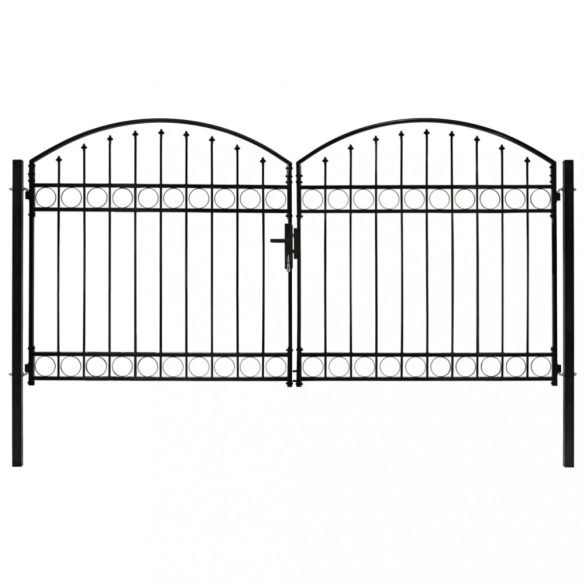 ASSEN kétszárnyú acél kerítéskapu íves tetejű 300 x 150 cm
