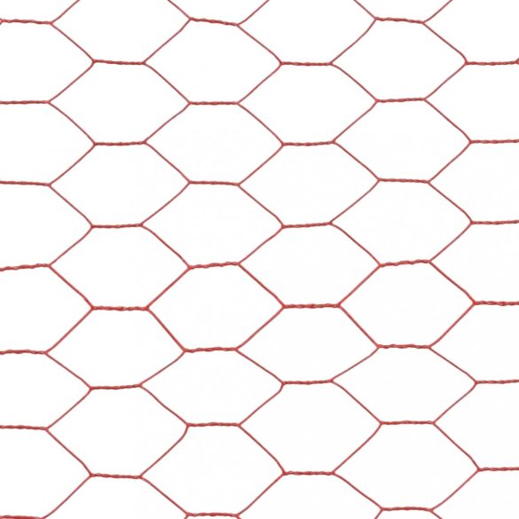 piros PVC-bevonatú acél csirkeháló drótkerítés 25 x 1 m