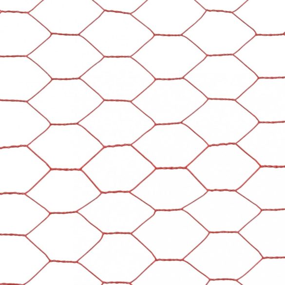 piros PVC-bevonatú acél csirkeháló drótkerítés 25 x 1 m