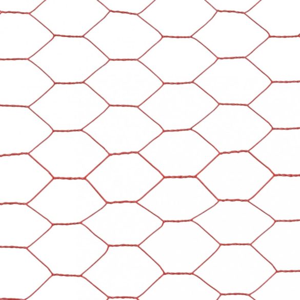 piros PVC-bevonatú acél csirkeháló drótkerítés 25 x 1,2 m