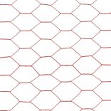 piros PVC-bevonatú acél csirkeháló drótkerítés 25 x 1,2 m