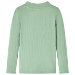 Sötétmenta színű hosszú ujjú gyerekpóló félgarbós nyakkal 128