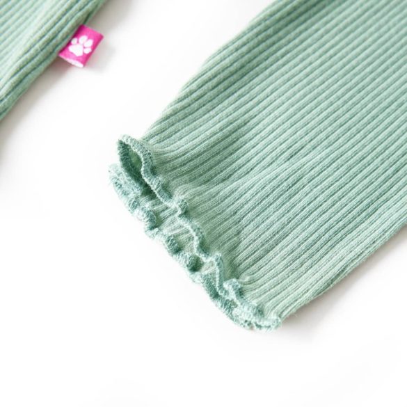 Sötétmenta színű hosszú ujjú gyerekpóló félgarbós nyakkal 128