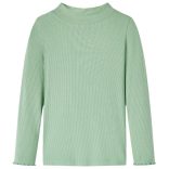 Sötétmenta színű hosszú ujjú gyerekpóló félgarbós nyakkal 140