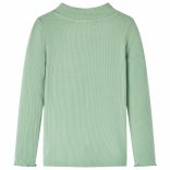 Sötétmenta színű hosszú ujjú gyerekpóló félgarbós nyakkal 140