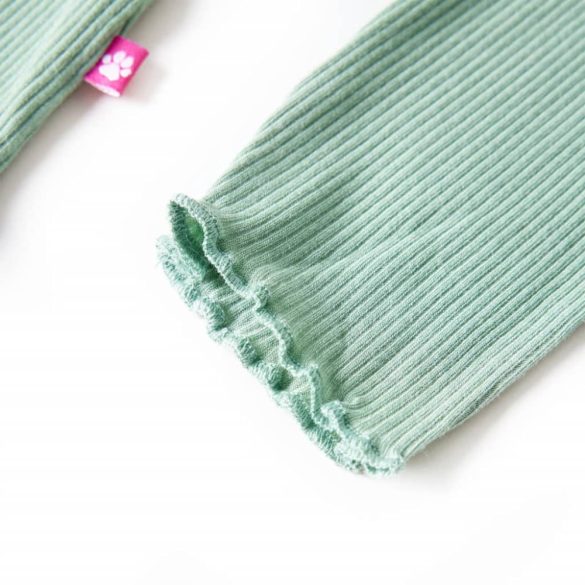 Sötétmenta színű hosszú ujjú gyerekpóló félgarbós nyakkal 140