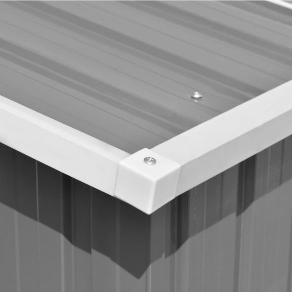 szürke fém kerti fészer 257 x 298 x 178 cm