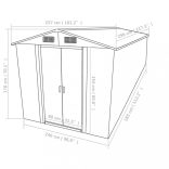 szürke fém kerti fészer 257 x 298 x 178 cm