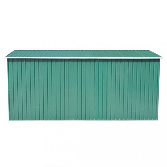 zöld fém kerti fészer 257 x 392 x 181 cm